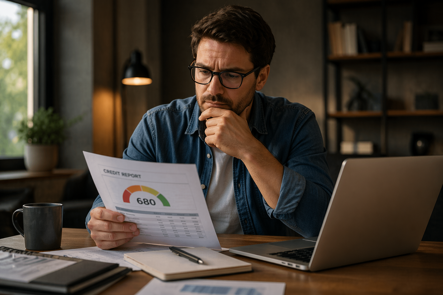 Small business owner in Round Rock Texas reviewing credit report while exploring bad credit business loan options