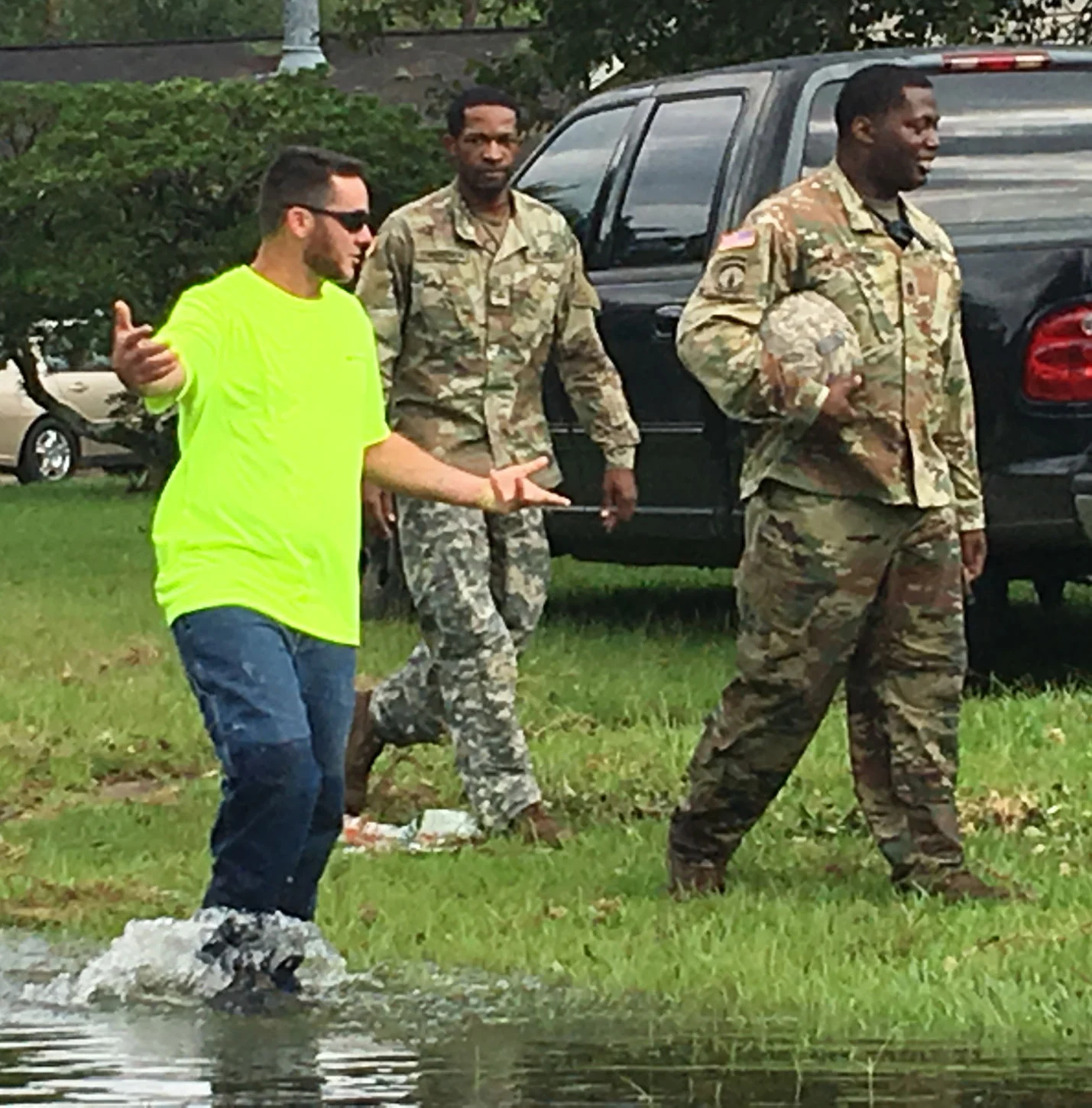 Round Rock Business founder Charles Edmundson assisting during Hurricane Harvey relief efforts