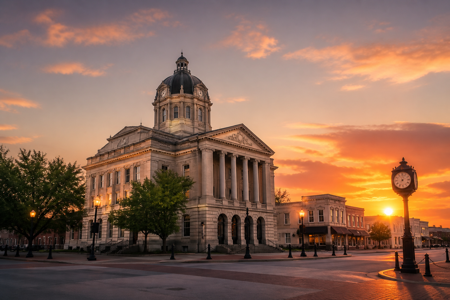 Historic Georgetown Texas courthouse at sunset in downtown square representing local business visibility and online growth opportunities