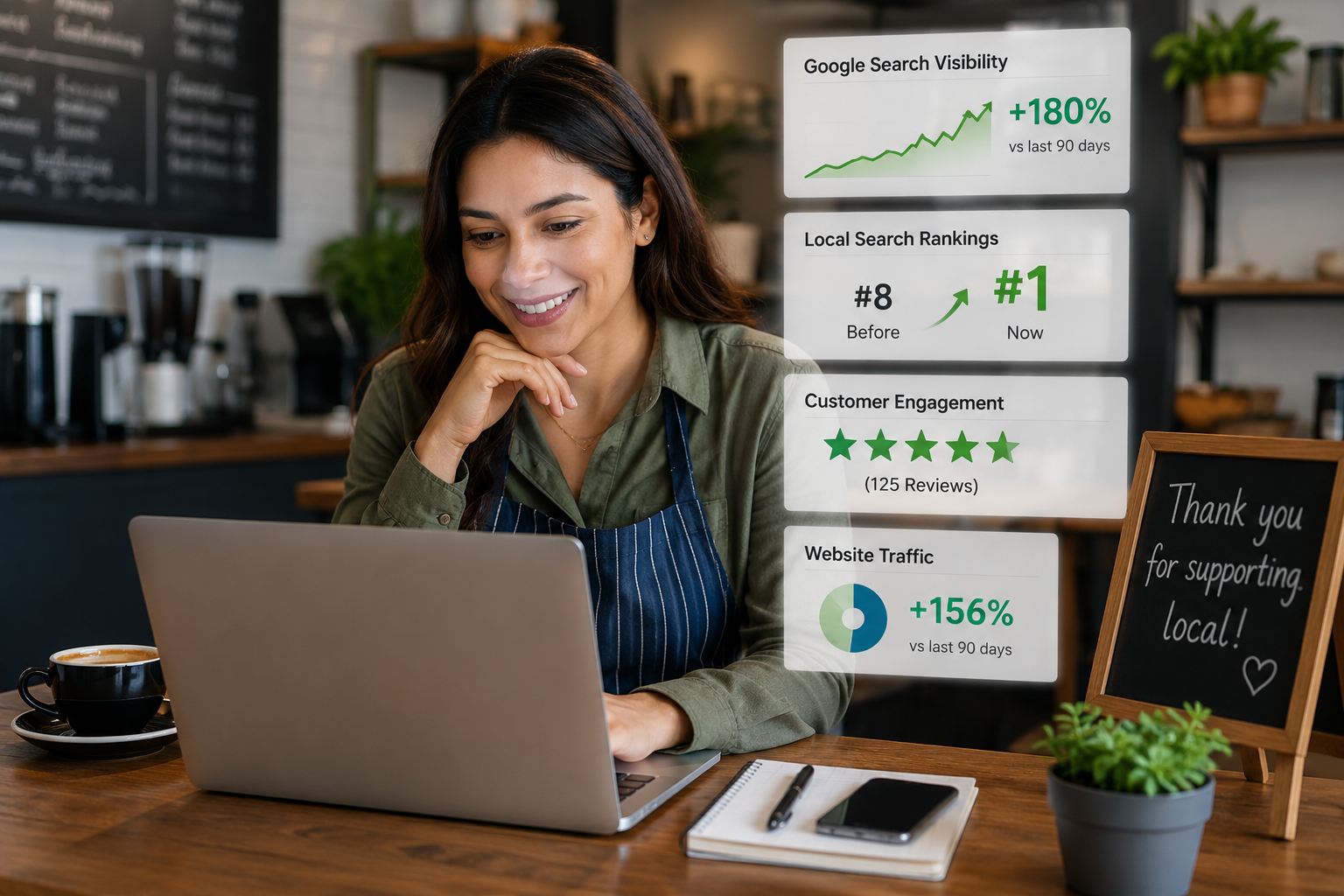 Hutto Texas business owner improving local SEO visibility and customer growth online