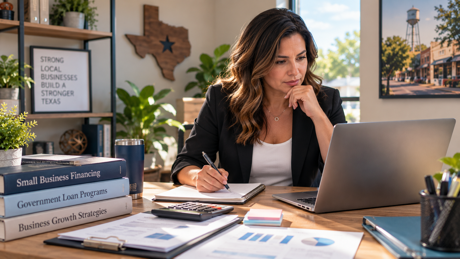 Pflugerville business owner researching government-backed small business financing resources